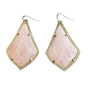 Kendra Scott Gold Tone Light Pink Stone Earrings Alex Rose Quartz